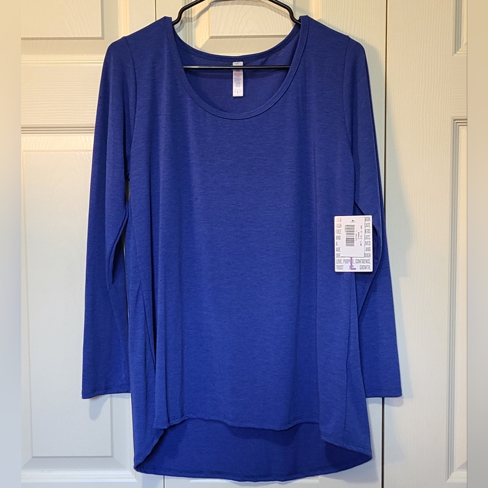 NWT LuLaRoe Lynnae Blue Long Sleeve T Size Large